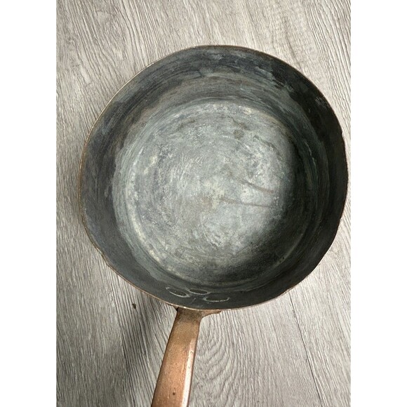 Antique Copper Cookware Sauce Pot Pan Tinned Copper Hand Wrought 6.5” - Picture 6 of 16
